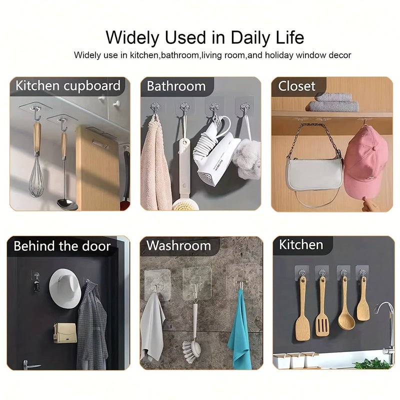 30pcs Ganchos Adhesivos Transparentes - Sin Daños, Montaje en Pared Sin Clavos para Marcos de Fotos y Azulejos, Sujeción Fuerte y Compatibilidad con Múltiples Superficies