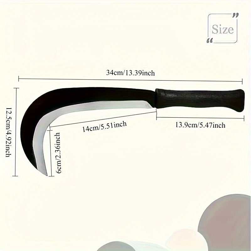 Cuchilla de hierro de acero de alta calidad para jardinería, poda y cortar leña - Cuchillo de hierro de acero de manganeso duradero con estructura, tratamiento de agua y fuego, ideal para acampar al aire libre, cortar césped y cosechar cultivos, herramie