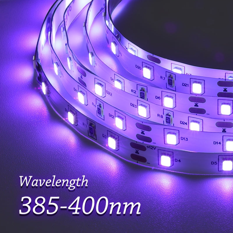 Tira de luces UV negra de 99.97 cm - 15.0 metros, 600 a 9000 LEDs, 385-400 nm, 5V, flexible, autoadhesiva, luces negras para fiestas con brillo, cumpleaños en interiores, Halloween/Navidad/Día de San Valentín, pintura corporal, conector USB