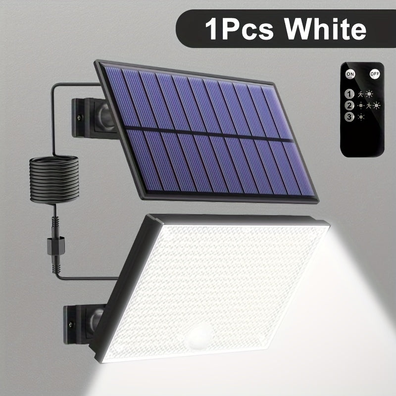 Luz solar para exteriores, lámpara solar con 400 LED, sensor de movimiento, ángulo de iluminación de 120°, luz solar para jardín con cable de 5.03 metros