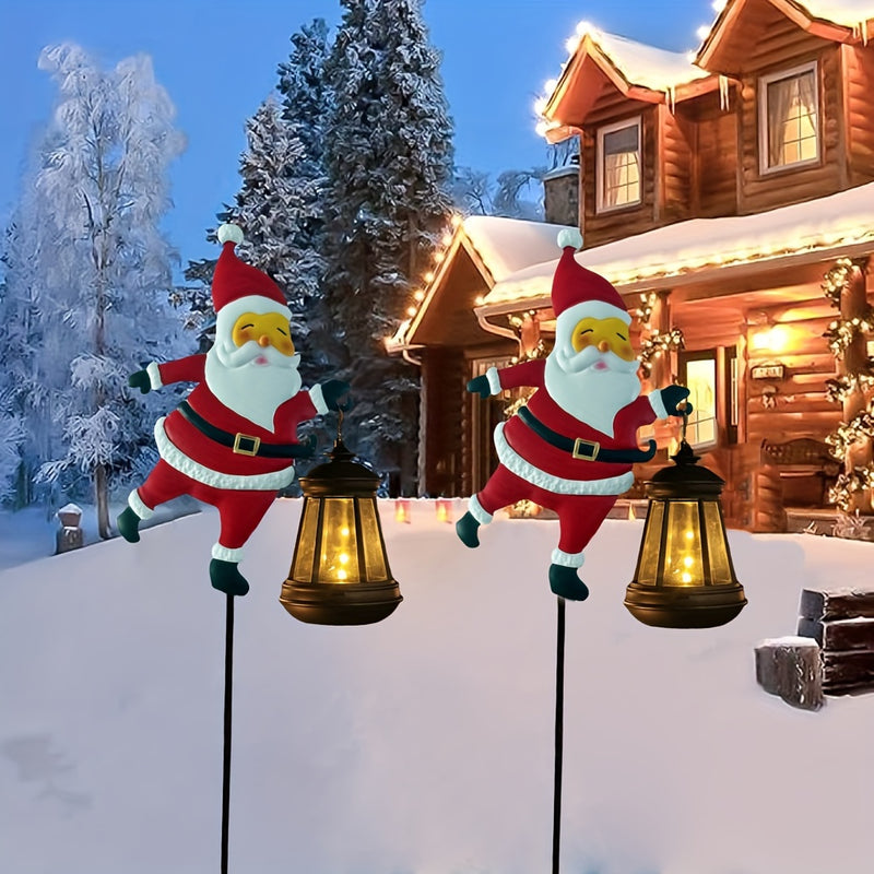 Luces Navideñas Solares - Decoración de Jardín LED Santa Claus IP44, Luces Antiguas para Hombre y Palacio, Iluminación Exterior para Césped, Patio, Caminos y Paisajismo, Ideal para Navidad y Halloween