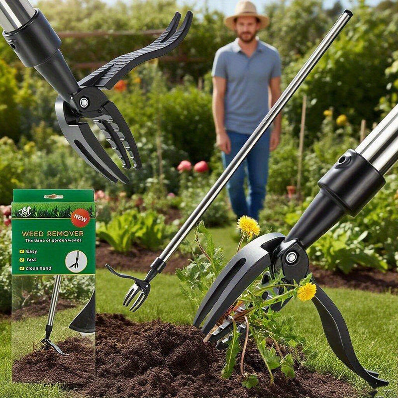 Herramienta manual para eliminar malezas de acero inoxidable - Mango ergonómico, diseño sin doblar para una eficiente eliminación de raíces, herramienta duradera para jardinería y cuidado de césped con construcción sólida, cortadora de malezas, mantenimi