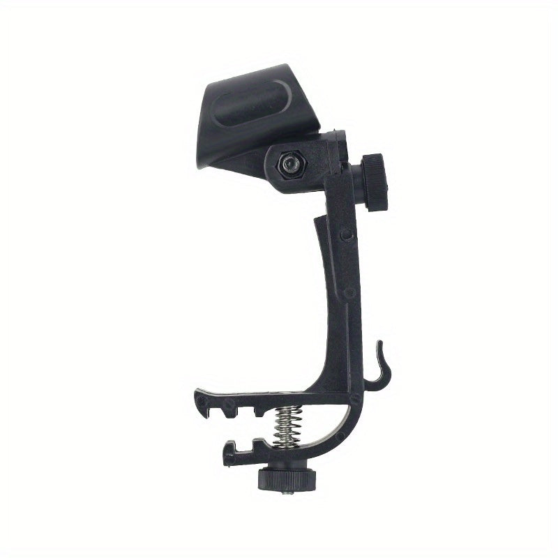 Soporte de micrófono de tambor ajustable y rotativo negro - Soporte de clip de tambor de plástico para montaje de micrófono portátil