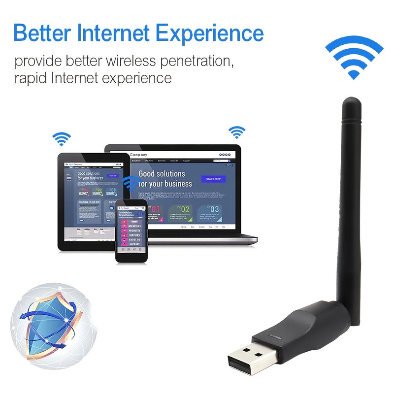 Adaptador de red portátil, Wifi de 2,4G con una velocidad máxima de 150Mbps, con una antena Wifi de alta ganancia, compatible con WPA-PSK/WPA2-PSK para un uso seguro de la red, adecuado para Windows 11, 10, 8, 7 y XP en escritorios y portátiles.