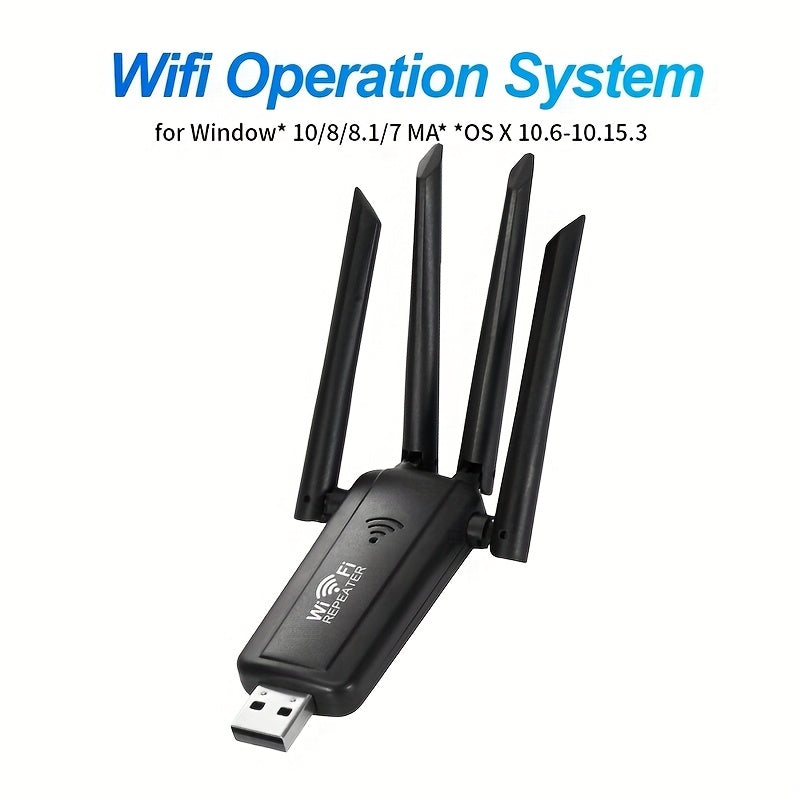 OEKE- Cuatro antenas USB repetidor inalámbrico - Extensor de señal de larga distancia con antenas dobles para cobertura completa de la casa