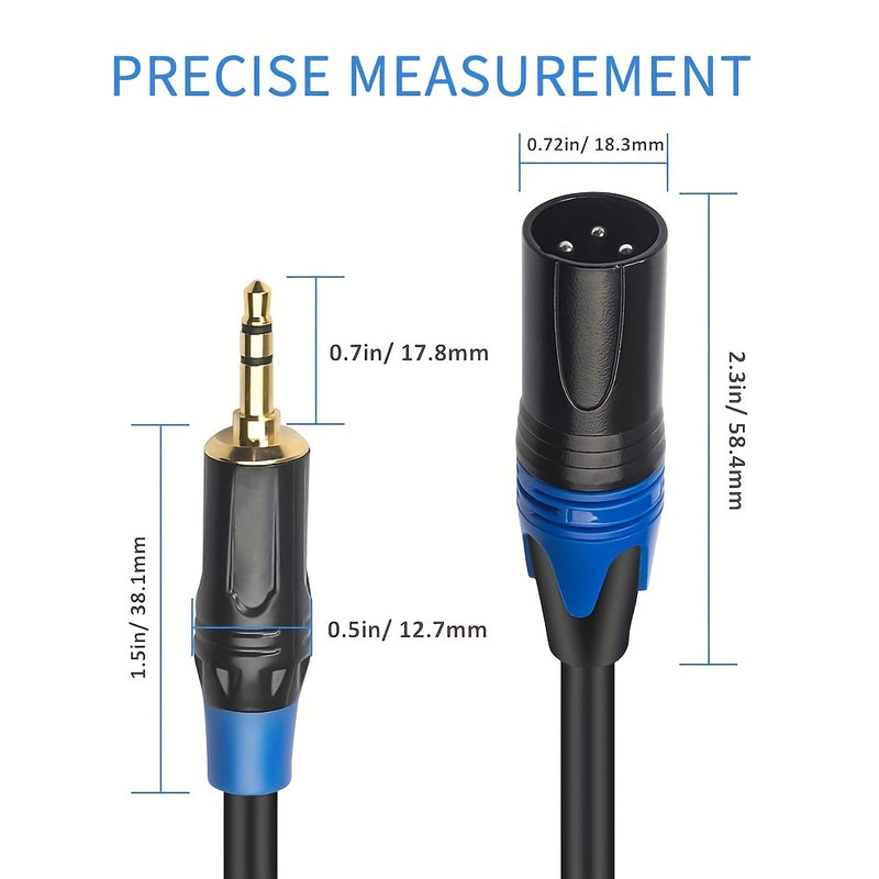 Cable XLR A 3,5 Mm De 3 Pies A 10 Pies - Cable Estéreo Macho TRS De 1/8 A XLR, Macho De 3,5 Mm A XLR Macho De 3 Pines, Cable Adaptador De Audio Auxiliar XLR A Conector Mono De 1/8 Para Mezclador, Computadora Portátil Y Teléfono