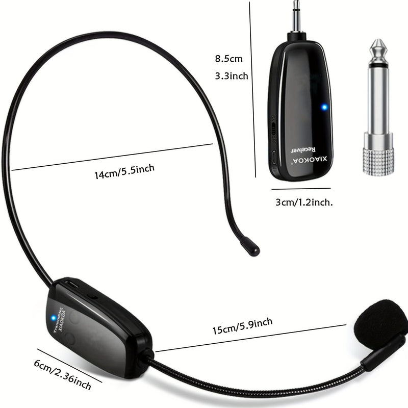 Auriculares con Micrófono Inalámbrico Recargable - Micrófono de Mano 2-en-1 con Receptor UHF para Sistemas de PA, Ideal para Discursos Públicos y Enseñanza, Carga USB Tipo-C