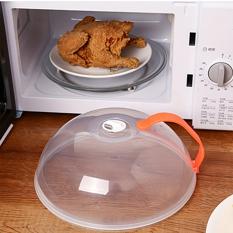 1pieza Cubierta de comida transparente para microondas, a prueba de aceite y salpicaduras, ventilación de vapor, fácil de agarrar, adecuada para hornos de microondas y suministros de cocina