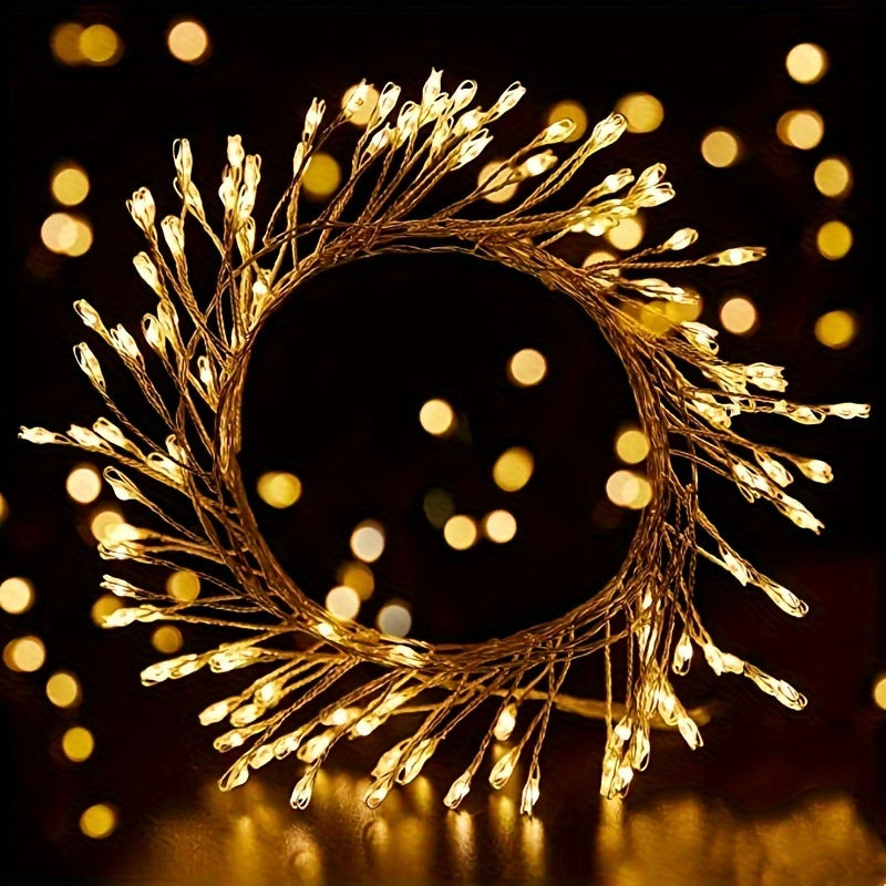 1 pieza, Luz Cálida de Fuegos Artificiales con 100 LED, Cadena de Luces con Cable USB y Alambre de Cobre, Luces de Fuegos Artificiales para Fiesta Interior, Navidad, Árbol de Navidad, para Acción de Gracias