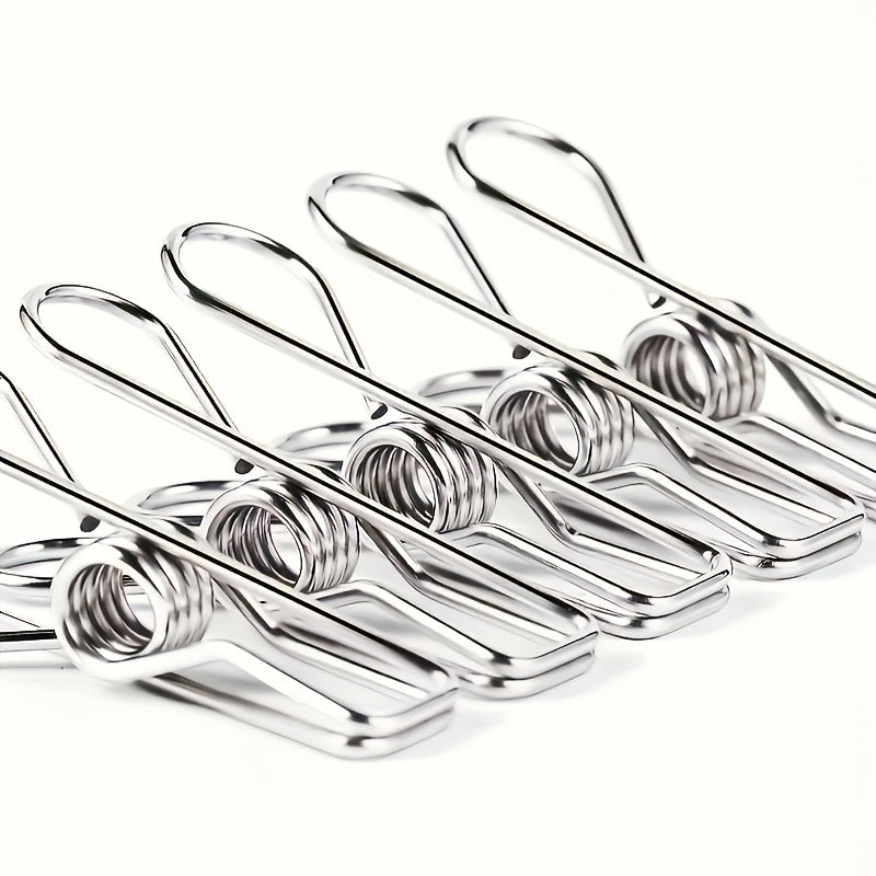20pcs Pinzas para Ropa de Acero Inoxidable Premium - A Prueba de Óxido, Clips Metálicos Duraderos para Lavandería, Cocina y Viaje