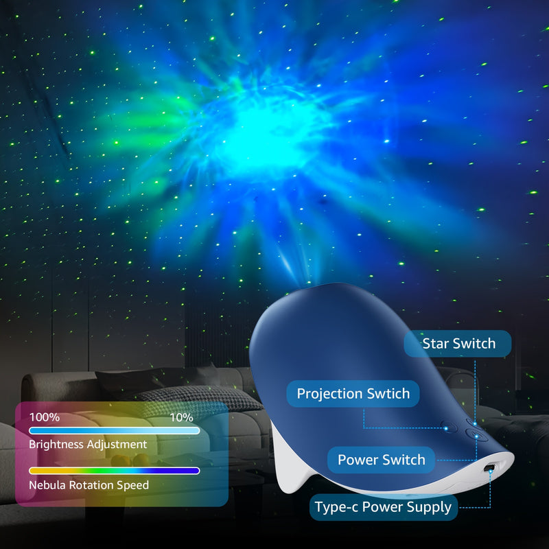 Proyector de Techo para Dormir, Luz Nocturna LED Estrellada Ajustable – Ideal para Salas de Juegos, Cines en Casa, Habitaciones y Navidad – Lámpara Astronauta con Proyección de Estrellas