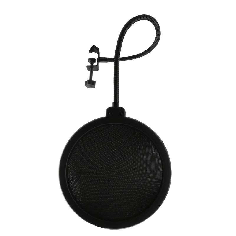 1pc Filtro de malla doble de 6 pulgadas con malla insonorizante, abrazadera de goose neck de 360 grados, brazo estable para karaoke en vivo, grabación de voz en estudio - Negro