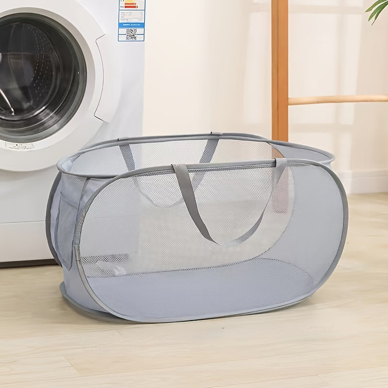 Cesto de ropa sucia extra grande con malla y asas, plegable, bolsa de almacenamiento versátil para múltiples habitaciones