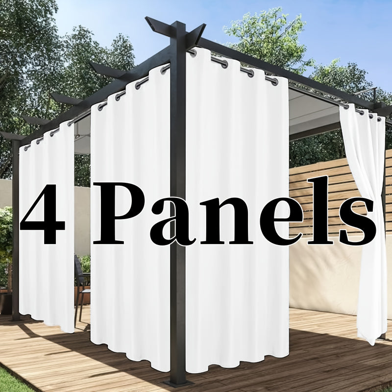 Cortina para patio exterior con 4 paneles, diseño con grommet, protección UV, antióxido, protección solar y privacidad