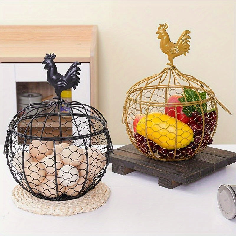 Canasta para huevos, canasta de frutas, bocadillos de nueces, cesta de almacenamiento de hierro, adornos artesanales, cestas para estanterías