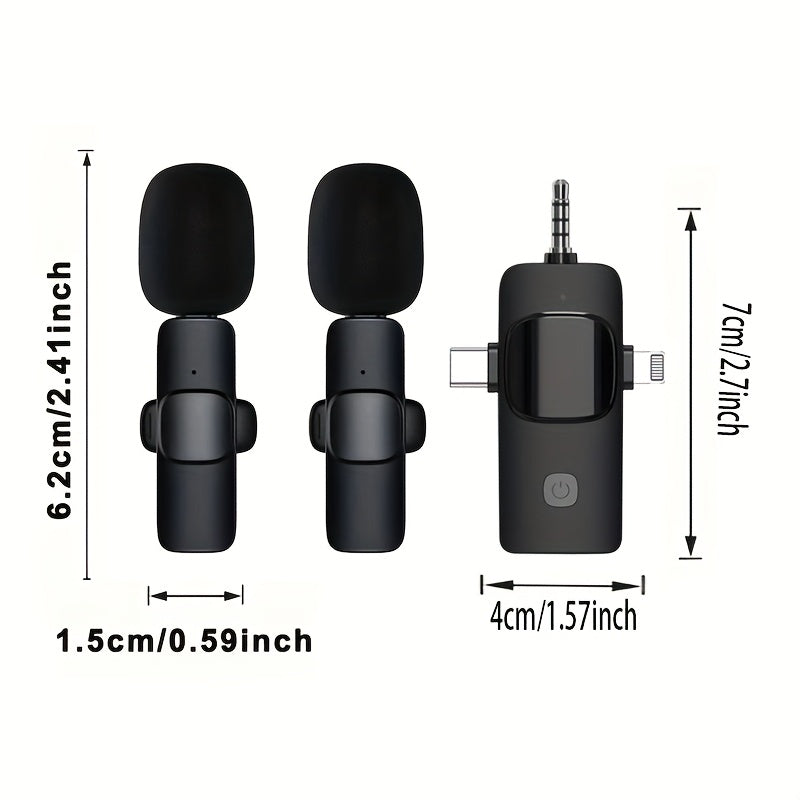 Microfono Lavalier sin varillas de Transmisión Continua Sanhe Compatible con iPhone y Teléfonos Inteligentes Tipo-C 3.5, Micrófono Profesional Mini para Solapa, Adecuado para Grabación de Video en iPad