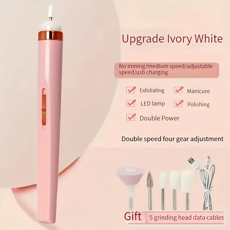 Drill eléctrico de uñas USB, profesional para uñas de acrílico y gel, incluye lima de uñas y empujador de cutículas, juego de lima de uñas eléctrica para manicura y cuidado de pies, sin olor, con luz LED, batería duradera, elección ideal para regalos de