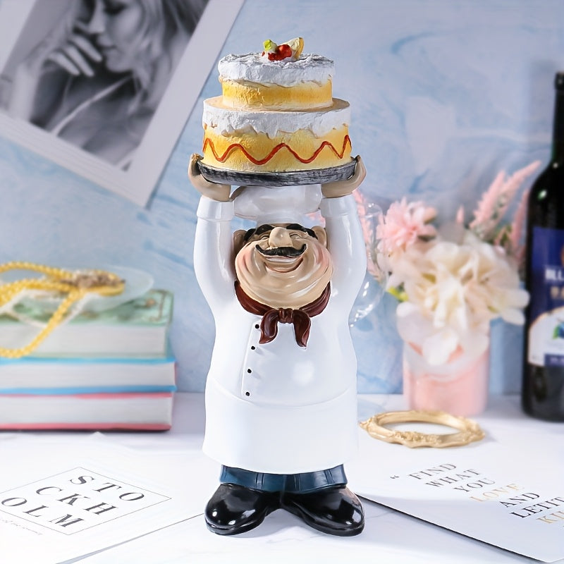 Gran Figura de Cocinero con Pizarra de Resina de 40.49cm - Decoración para el Hogar y la Cocina para Restaurante, Bar, Exhibición en Interiores y Exteriores - Accesorios de Habitación Versátiles para Fiestas, No Necesita Electricidad