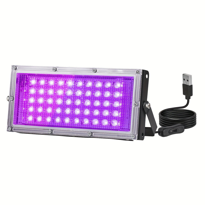 Luz negra UV, 1/2 paquete, luces para fiestas fluorescentes, ultra delgadas, con enchufe USB, interruptor y cable de 149.86 cm, luces negras para exteriores con 50/96/144 LED, brillo en la oscuridad, para fiestas, Halloween, Día de San Valentín y pintura