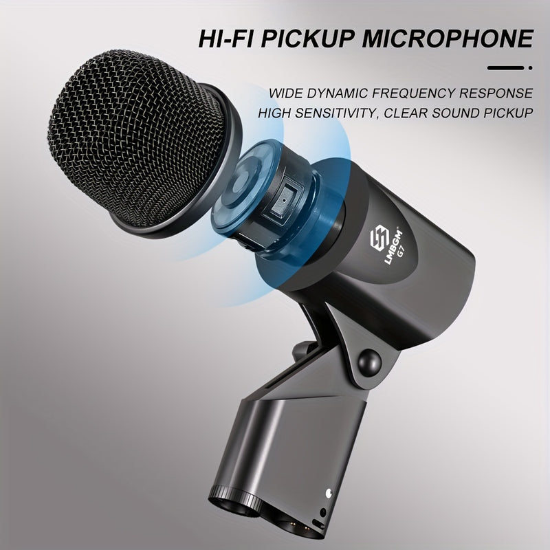 Kit de Micrófono para Instrumentos LMBGM G7 de 7 Piezas con Cable para Batería, Micrófono Dinámico para Bajo, Tom, Platillo y Charles, Uso para Batería, Voz, Banda, DJ, Escenario y Grabación Instrumental en Vivo