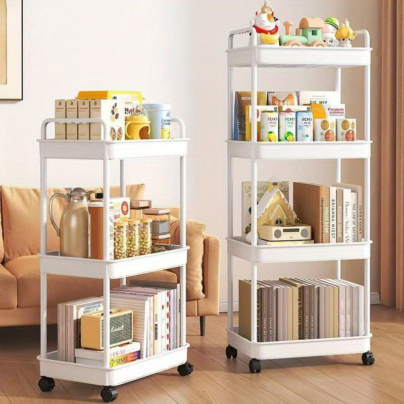 Carro de almacenamiento rodante de 3/4/5 niveles con ruedas - Organizador de plástico resistente para ropa interior, calcetines y accesorios, carro de utilidad negro multiusos para dormitorio, cocina, camping | Diseño reforzado, ensamblaje fácil, no requ