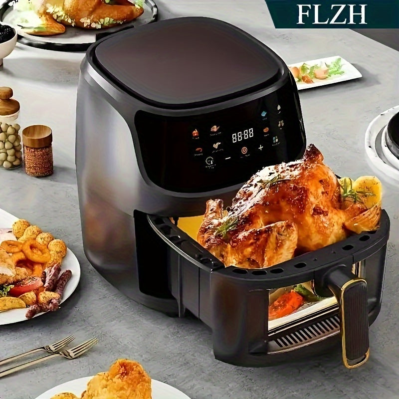 Freidora de aire de gran capacidad de 6 litros con programas de cocción inteligentes y control táctil - 900 W, 110-130 V, diseño negro elegante para papas fritas crujientes, alas de pollo, snacks - Cocina saludable sin aceite, electrodoméstico multifunci