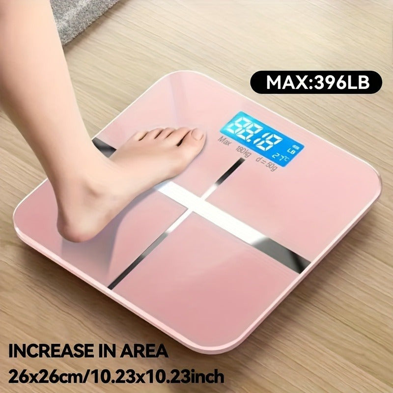 Báscula de Peso Corporal Digital de 1 Pieza con Pantalla LCD, Funciona con Baterías AAA, Superficie Grande y Engrosada para Pesaje Preciso, Diseño en Plástico Negro - Baterías No Incluidas