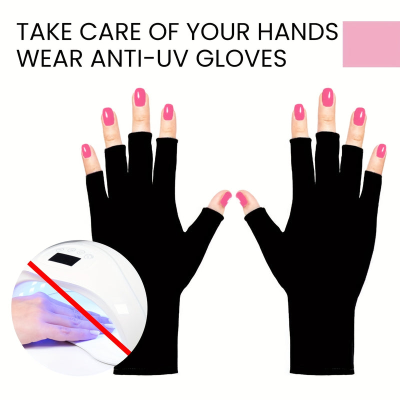2 pares de guantes de protección para uñas - UPF 50+ Anti-Manos para manicuras de gel, oscurecimiento y estilismo, no tóxicos y sin alcohol, se ajustan a todos los tamaños de uñas, accesorio de arte de uñas