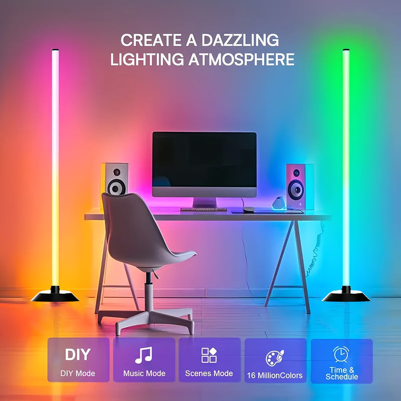 1pc Lámpara de Piso Inteligente NBBUFF, Tira LED RGB+IC para Dormitorio, Alimentación USB, Control por App con Temporizador y Sincronización Musical, Ideal como Luz Nocturna, Iluminación para Sala, Escenario, Fiestas de Halloween, Navidad y Bodas
