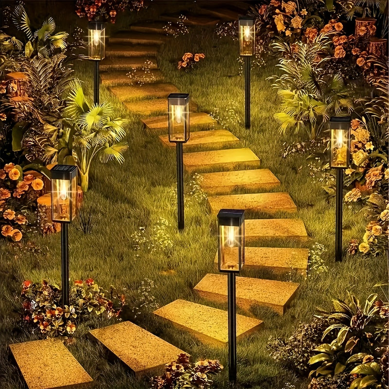 Paquete de 4/8 luces solares de hierba de tungsteno - Iluminación exterior LED para caminos, jardines, patios y corrales con diseño de montaje semienterrado, sombra de polipropileno y sin control remoto, luces solares para jardines, iluminación de camino