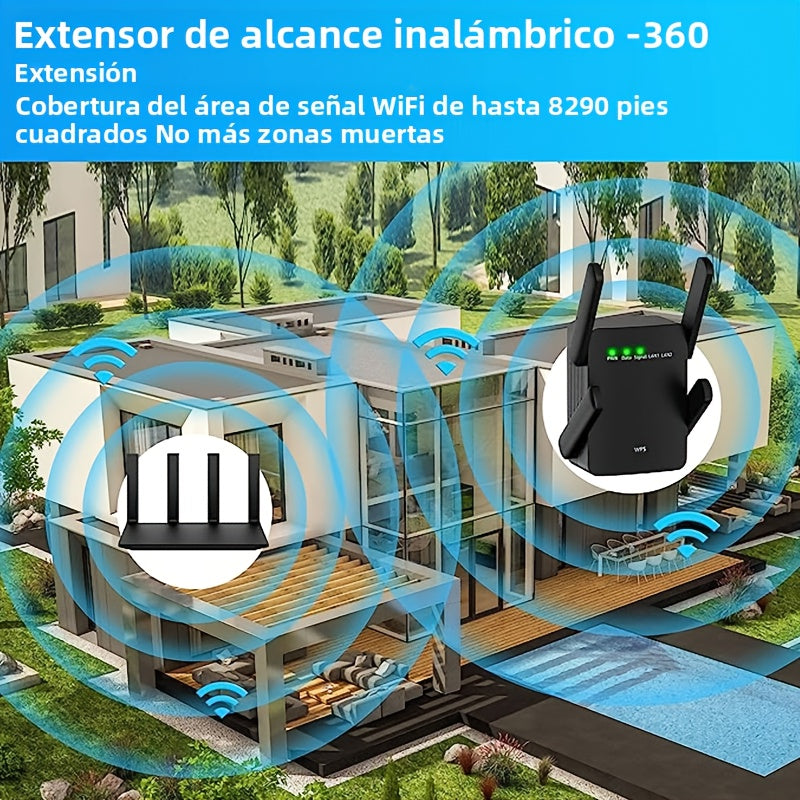 Extensor de señal WiFi para el hogar: Repetidor inalámbrico de internet con cobertura de hasta 6500 pies cuadrados y más de 45 dispositivos, amplificador de señal inalámbrica