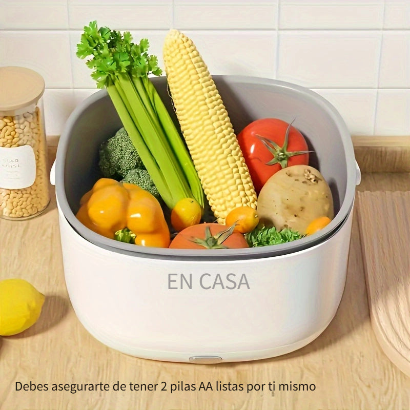 SMAT HOME Lavadora portátil de frutas y verduras, máquina de limpieza multifuncional, alimentada por batería, material PP, ≤36V, sin batería incluida, diseño de mango fácil de arco