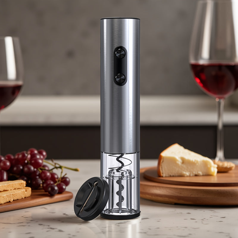 1 Unidad, Abrebotellas Eléctrico, Abrebotellas De Vino Con Batería, Cortador De Aluminio/indicador LED, Abrebotellas Automático Para Bar En Casa (sin 4 Baterías AA)