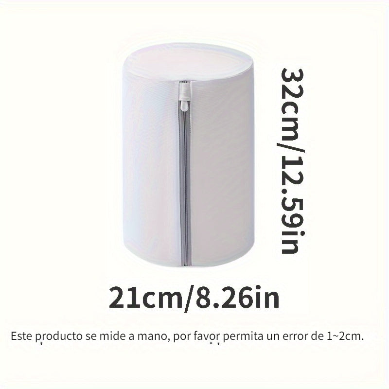 Bolsa de lavandería resistente de poliéster con cierre de cremallera, 1 unidad, forma cilíndrica, malla circular para tenis, zapatillas deportivas, calcetines y sostenes, bolsa organizadora para viaje y hogar, accesorio de lavandería, protector de tela,