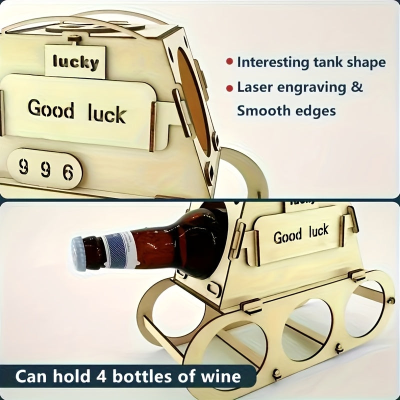 1pc Estante de Vino Creativo y Moderno, Para 4 Botellas, Puede Ser Teñido DIY para Cerveza/Vino/Champán, Decoración para Bar Hogareño & Cocina, Adorno para Coleccionistas de Vinos