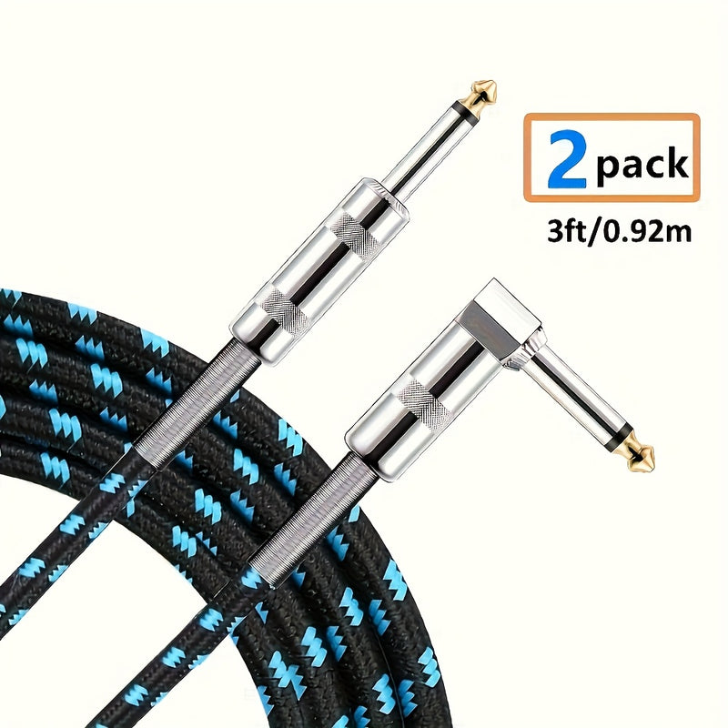 2 1/4 Pulgadas Cables de Guitarra con Conectores en Ángulo Recto, Resorte para Fácil Inserción y Extracción, Adecuados para Guitarras Eléctricas, Bajos, Amplificadores, Teclados, Mandolinas y Consolas de Mezcla | Cables Audio Multifuncionales