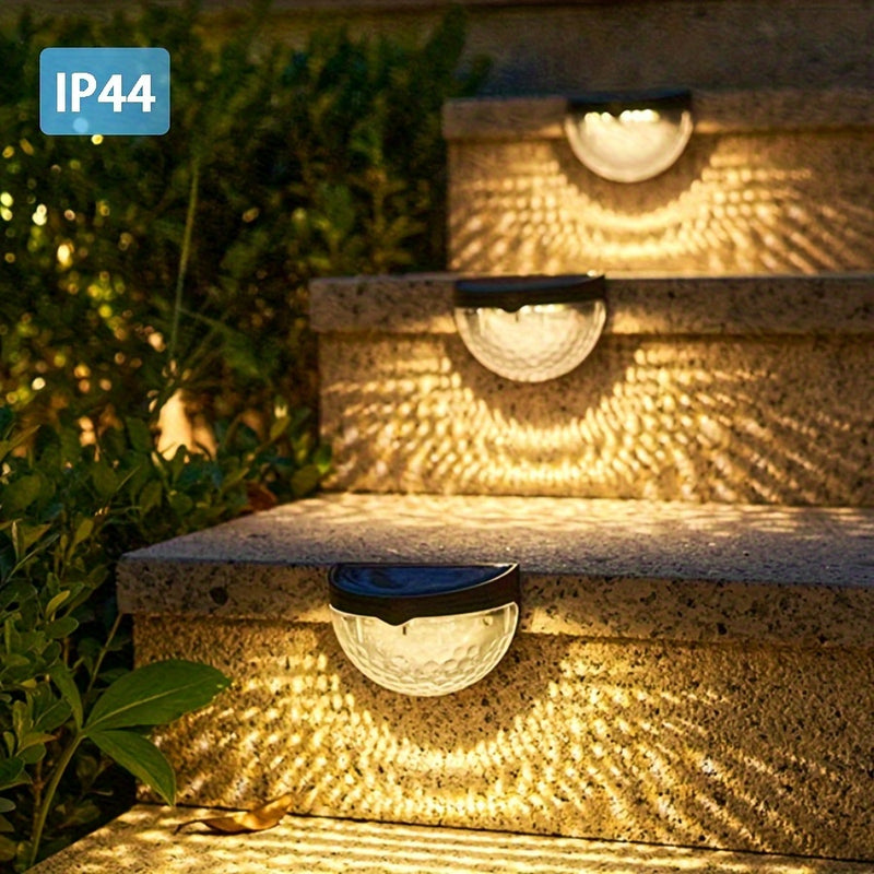Luzes solares de 6 LED de media luna para cercas, luzes exteriores, luzes de pared negras y blancas, colgantes de gota de agua, luces de escaleras