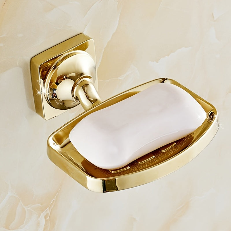 Jabonera para ducha, jabonera de acero inoxidable, jabonera de barra simple, jabonera montada en la pared, jabonera a prueba de herrumbre, soporte de esponja para baño, bañera, fregadero de cocina, dorado, plateado