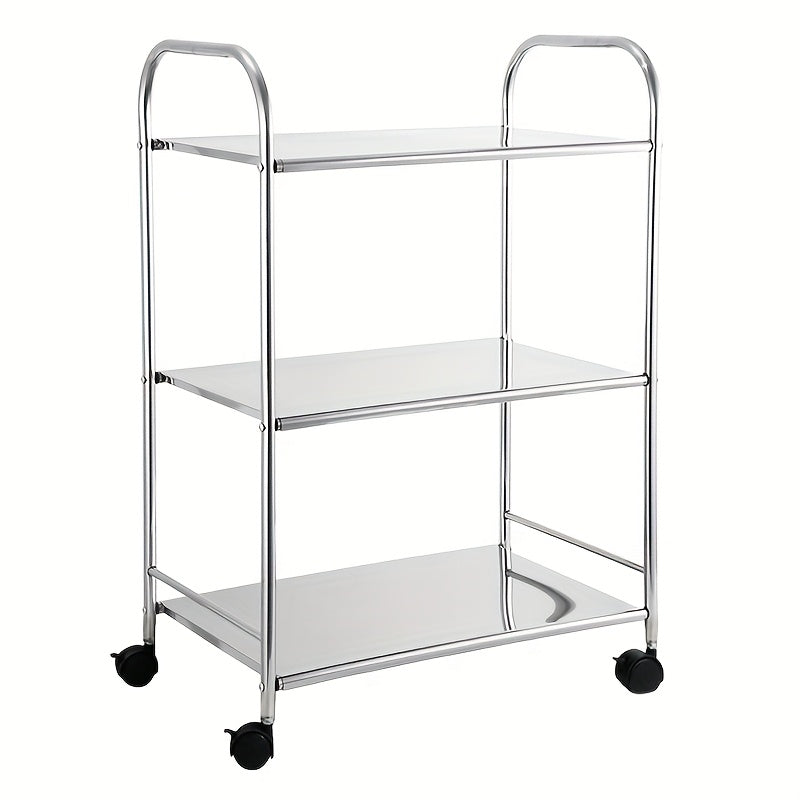 Carrito de acero inoxidable de 3 niveles con ruedas - Estante de almacenamiento versátil para cocina para el hogar, fiestas al aire libre, hoteles y restaurantes - Diseño duradero, fácil de ensamblar y móvil, carrito de cocina para restaurantes | Carrito