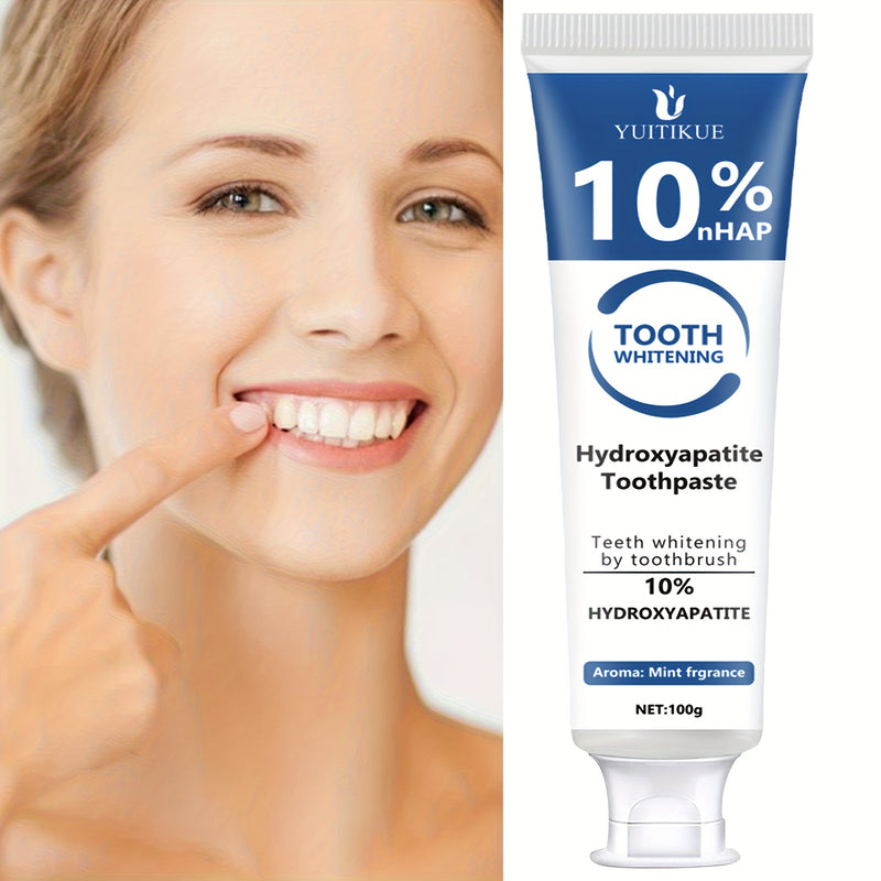 Pasta de dientes con hidroxiapatita al 10%, blanqueamiento dental con hidroxiapatita, pasta limpiadora profunda con aceite esencial de menta, cuidado dental que fortalece el aliento fresco, limpieza básica, adecuada para todos