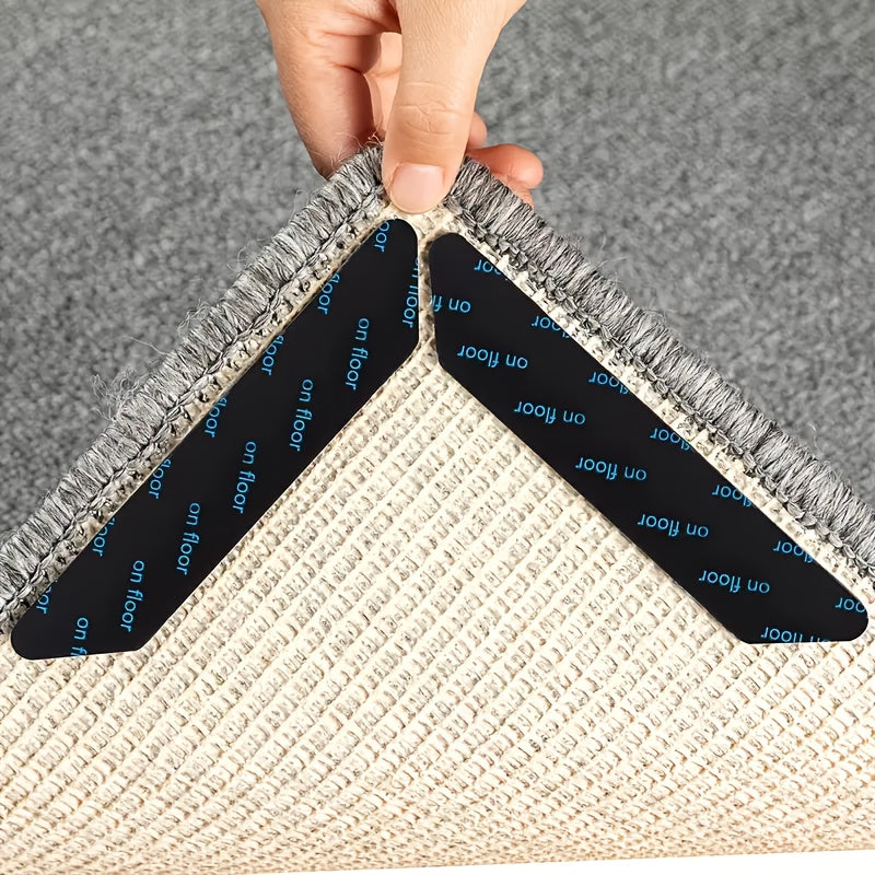 12 piezas de cojines antideslizantes negros - Cojines de goma duraderos, lavables y reutilizables para asegurar alfombras en pisos de madera, ideales para sala de estar y dormitorio, cojines de alfombras para pisos.