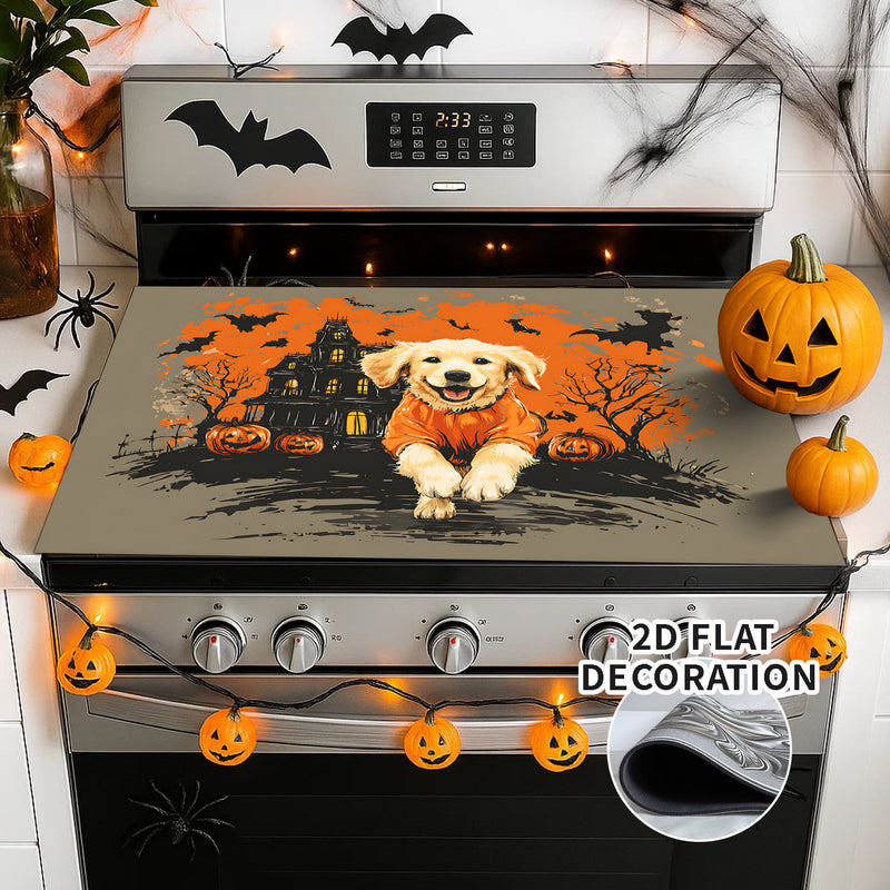 Tapete Protector de Estufa 2D Plano con Forro de Goma, Decoración de Cocina para Halloween - Ideal para Cualquier Cocina, 1 Pieza