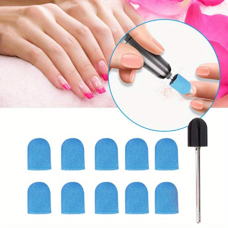 Conjunto de Lijado para Uñas de 1/10 piezas, Cabezal de Lijado y Anillo de Lijado para Taladro de Uñas para Manicura y Pedicura en Casa o Salón