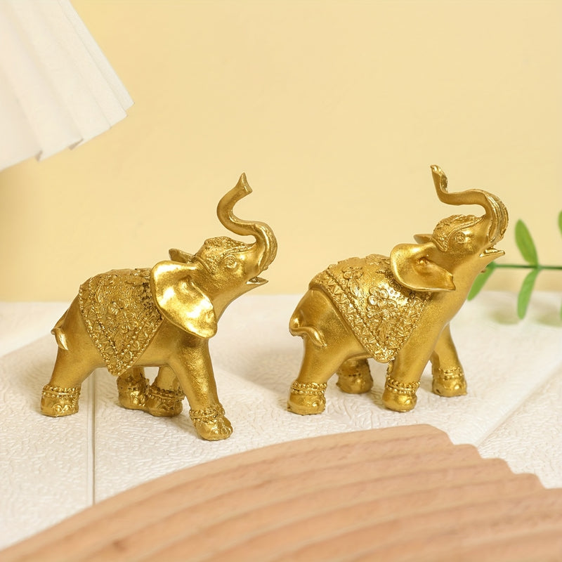 2 piezas Estatuas de elefante de resina, Figuritas de tema animal alfabético, Decoración versátil para interior y exterior para hogar, oficina, hotel, Ideal para Navidad, Halloween, Pascua, Janucá, Acción de Gracias