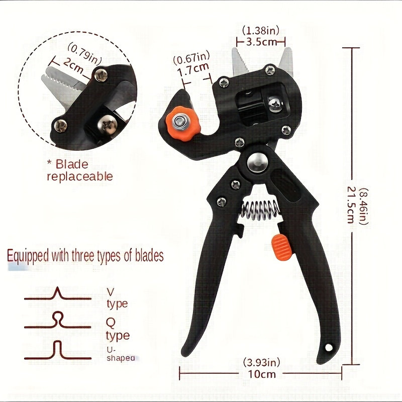 Kit de Herramientas para Injerto de Jardinería - 3 Cuchillas Diferentes de Acero Aleado, Tijeras de Poda Agrícola, Tijeras para Podar Árboles Frutales y Enredaderas sin Electricidad