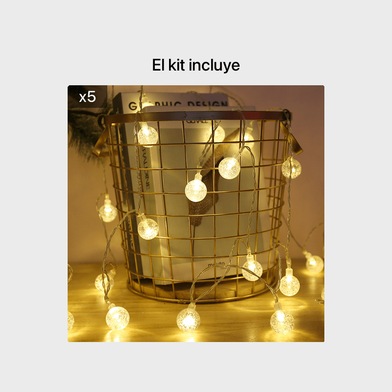 1 bola de luz LED con burbujas, cuerda de luces con esfera de cristal, decoración para habitación, ambiente cálido