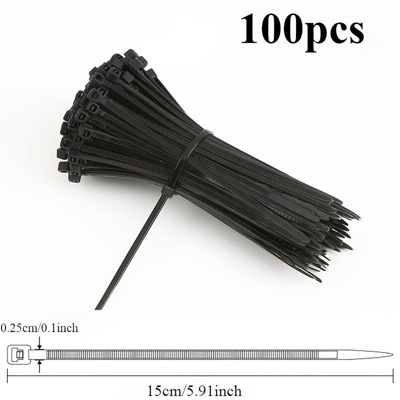 100 piezas de bridas para cables multiusos resistentes con cierre automático y correas de nailon duraderas para almacenamiento arquitectónico y de escritorio doméstico