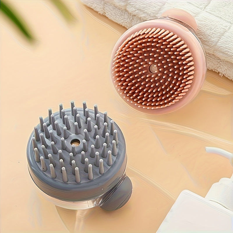 Cepillo de champú multifuncional con dispensador de líquido, 1 unidad/2 unidades, masajeador de cuero cabelludo de silicona para ducha, limpieza y masaje suave para el cabello, accesorios de baño sin fragancia, peineta, cepillo, baño de mascotas, recolec