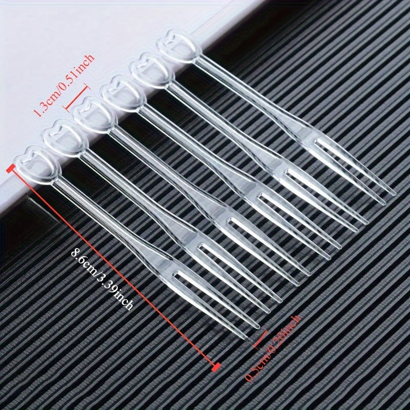100 piezas de brochetas de frutas desechables transparentes con tenedores pequeños - Envuelto individualmente, perfecto para uso en casa, fiestas y picnics, seguro para alimentos y fácil de limpiar