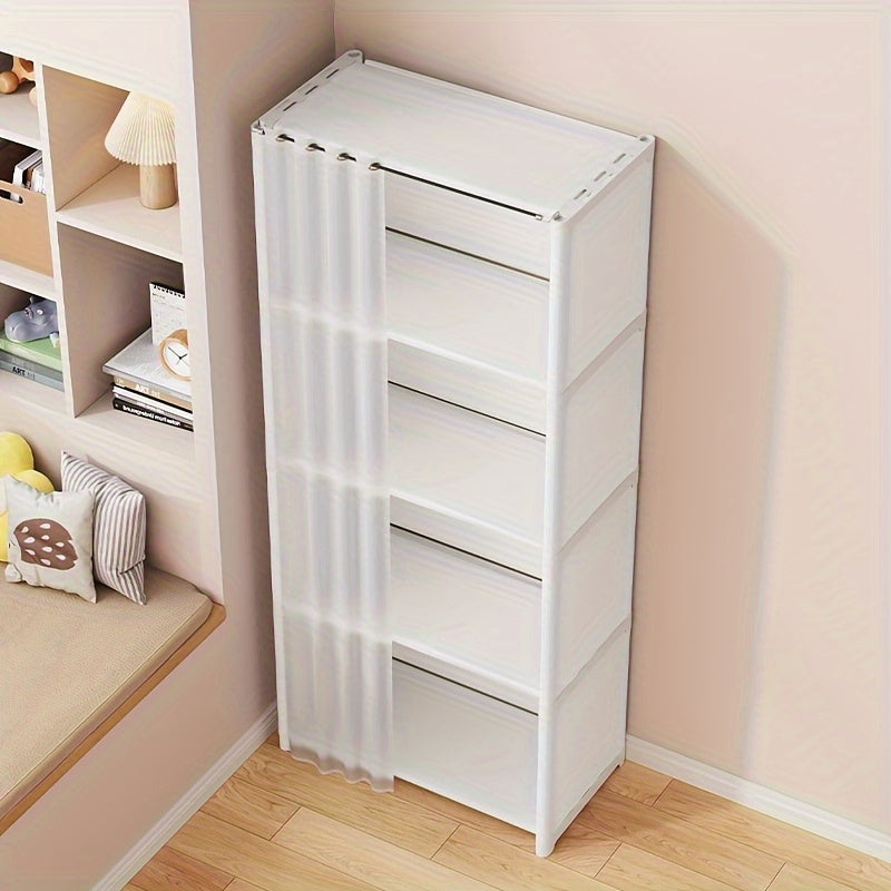 Gabinete de almacenamiento de ropa multifuncional de cuatro niveles, fácil de instalar, sin polvo, adecuado para oficina, aula, sala de estar, dormitorio y residencia universitaria.